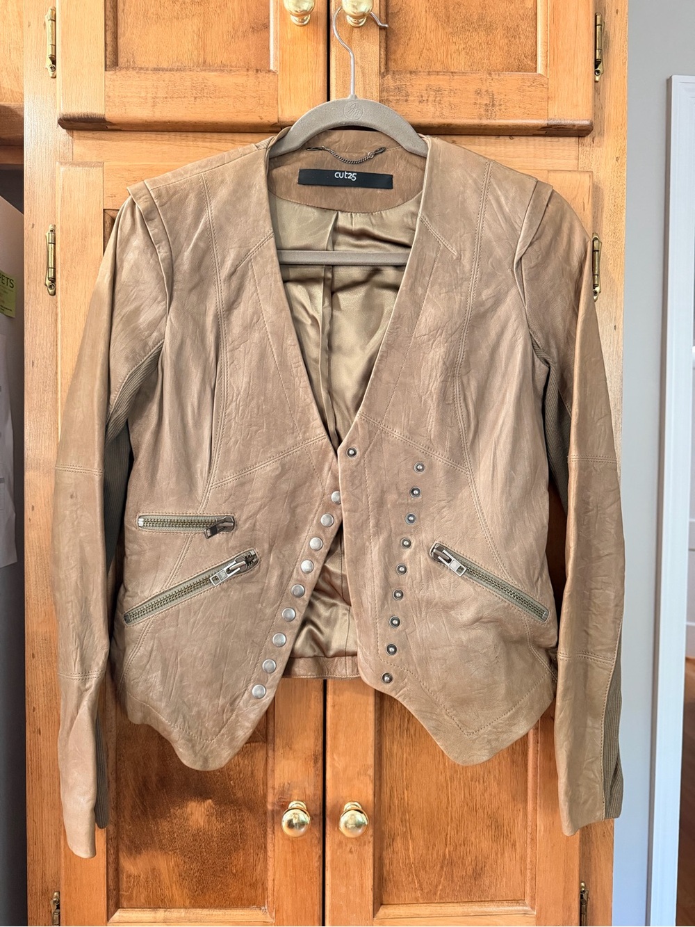 Cut25 by Yigal Azrouel Camel Leather Snap-Front Jacket